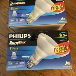 Philips DuraMax BR30 65w Indoor Flood Light Bulbs (2 Open Boxes of 2 Each - See Description!!)