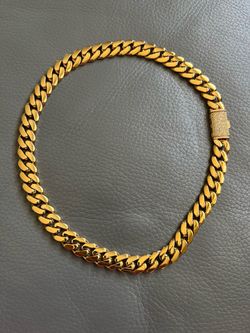 New 12mm 18inch 18K gold plated stainless steel Cuban Link Chain for Men, Stainless Steel Waterproof Necklace