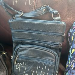 Blue Leather Travel Purse