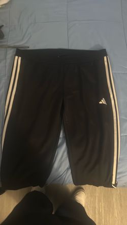 Adidas Black Track Pants with White Stripes
