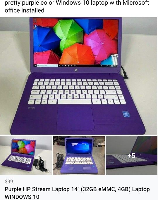 HP Stream 14-ax020wm 14" (32GB, Intel Celeron, 1.60GHz, 4GB) Notebook/Laptop