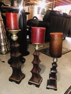 3 gorgeous wood candle holders