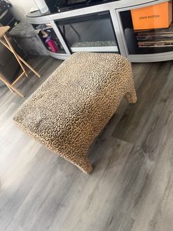 LA-Z-BOY Leopard Print Upholstered Ottoman