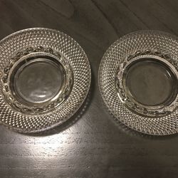 Vintage Clear Cut Glass Ashtray/ Candle Holder