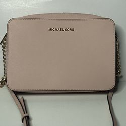 Michael Kors Pink Small Crossbody Bag Gold Hardware Zip, Detachable Strap