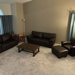 Leather Sofa Sleeper, Love Seat, Chair and Ottoman Set