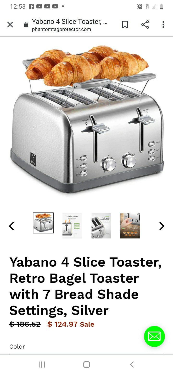 Yabano Elite 4 Slice Toaster w/ Bun Warmer