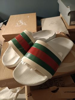 Gucci Web Stripe Slide Sandals
