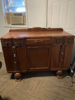 Antique Wooden Beautifully Carved Buffet Cabinet