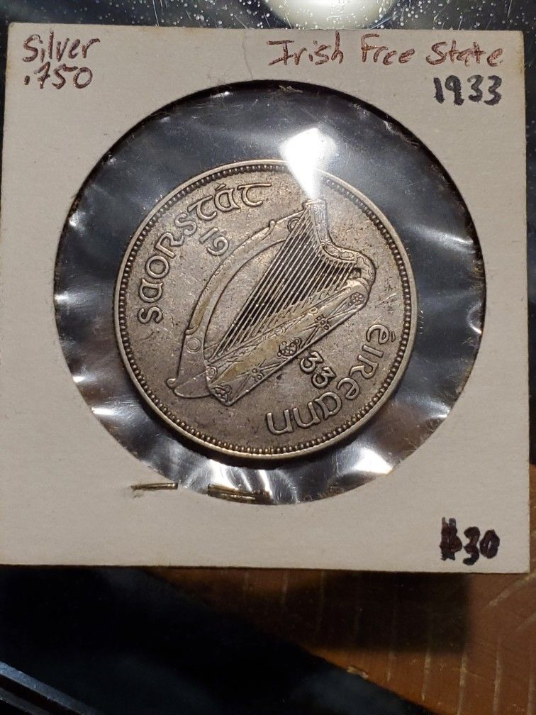 1933 "Irish Free State" 2 Florin Simver Coin. *Rare*