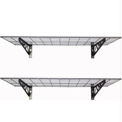SafeRacks 24 in. x 48 in. Industrial Steel Wall Shelves (2 Pack), Gray