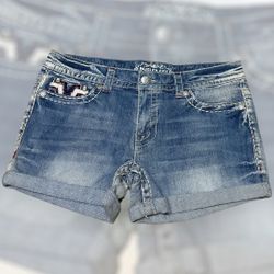 Women’s Paisley Sky Shorty Shorts Size 8  Y2K