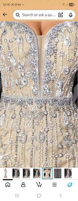 Beaded Crystal Embellished Formal Gown