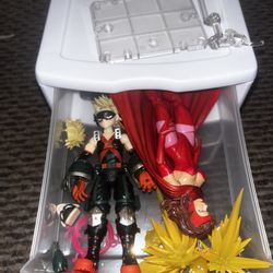 Mixed Figure Collection + Storage Drawer Organizer (GI Joe / My Hero / Marvel Mix Lot)