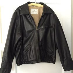 Men's Black Leather Jacket.(Size: Large)