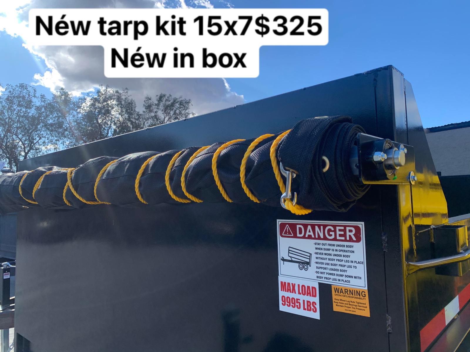 Dump Trailer Tarp Kit Cover 15x7 $325 New In Box Delivery Available  Spare Tire $135 Black