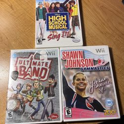 3 - Nintendo Wii Games High School Musical / Shawn Johnson Gymnastics/ Ultimate Band - Brand New 