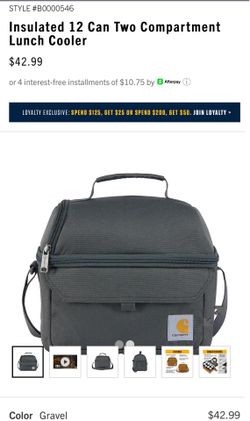 Insulated 12 Can Two Compartment Lunch Cooler
