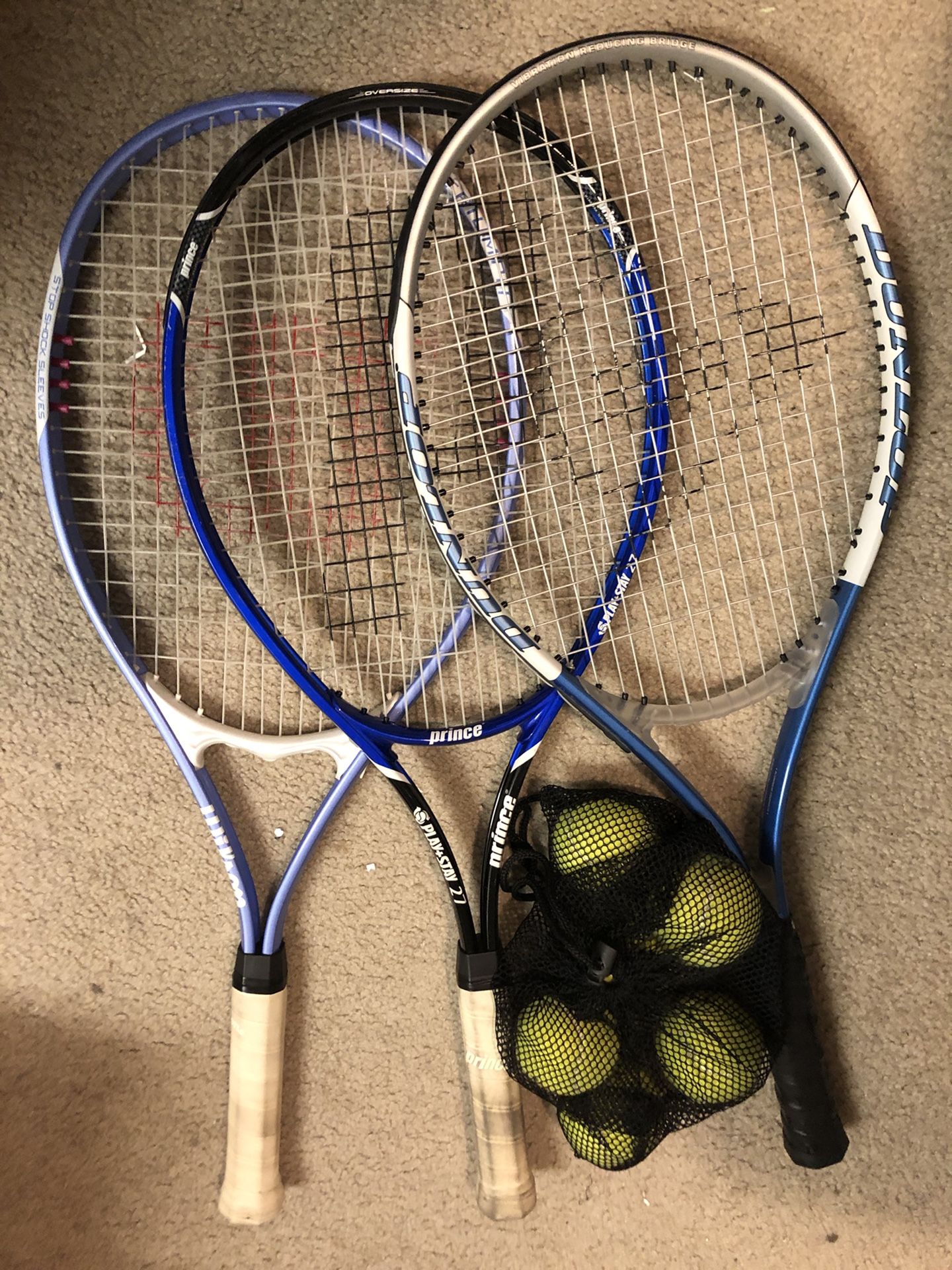 3 Tennis racket + tennis balls