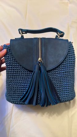 Handmade cross body bag in blue