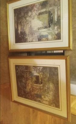 Set of 2 Framed Garden Scene Prints