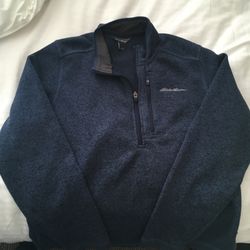 Eddie Bauer L Convector 1/2 Zip Fleece Pullover Jacket Coat Blue Heather