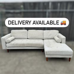Tufted Light Gray/Grey 2 Piece Sectional Couch Sofa - 🚚 DELIVERY AVAILABLE 