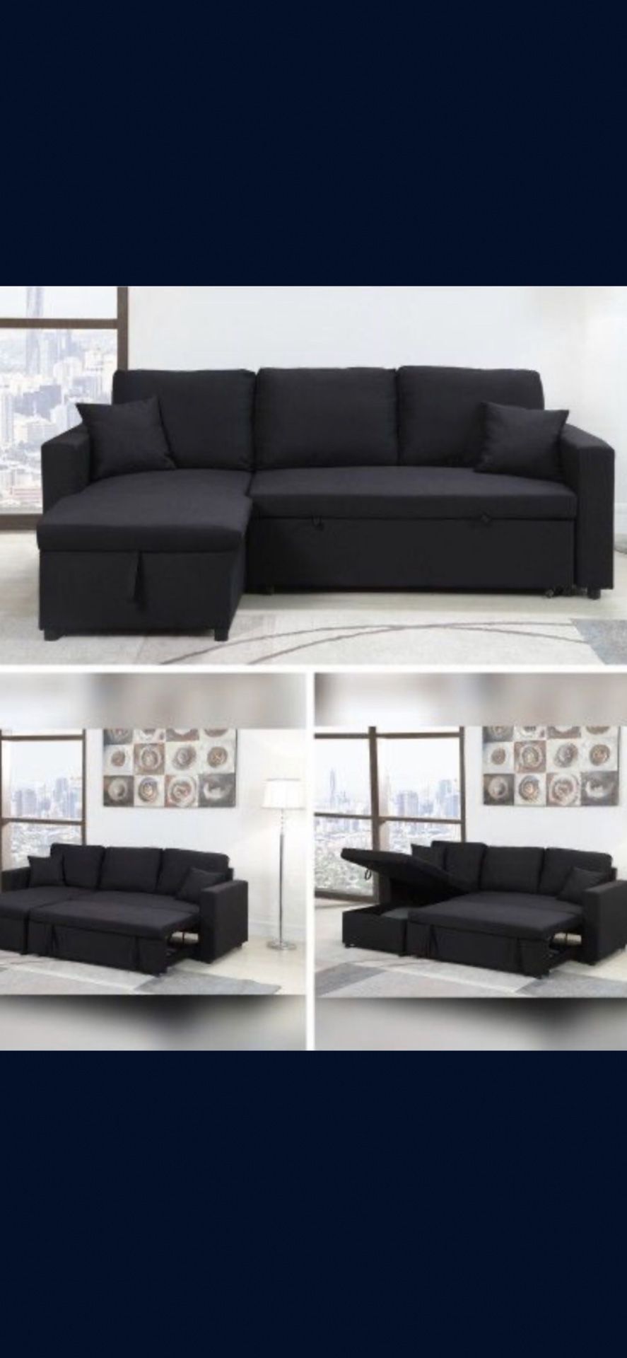 Sofa With Pull out Bed Storage Below 87x57