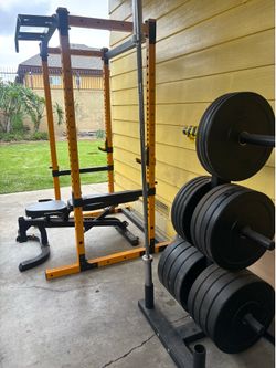 Weight set with full cage and bench