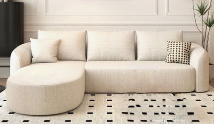 Boneless Left Hand Facing Modern Modular Sectional Curved Sofa