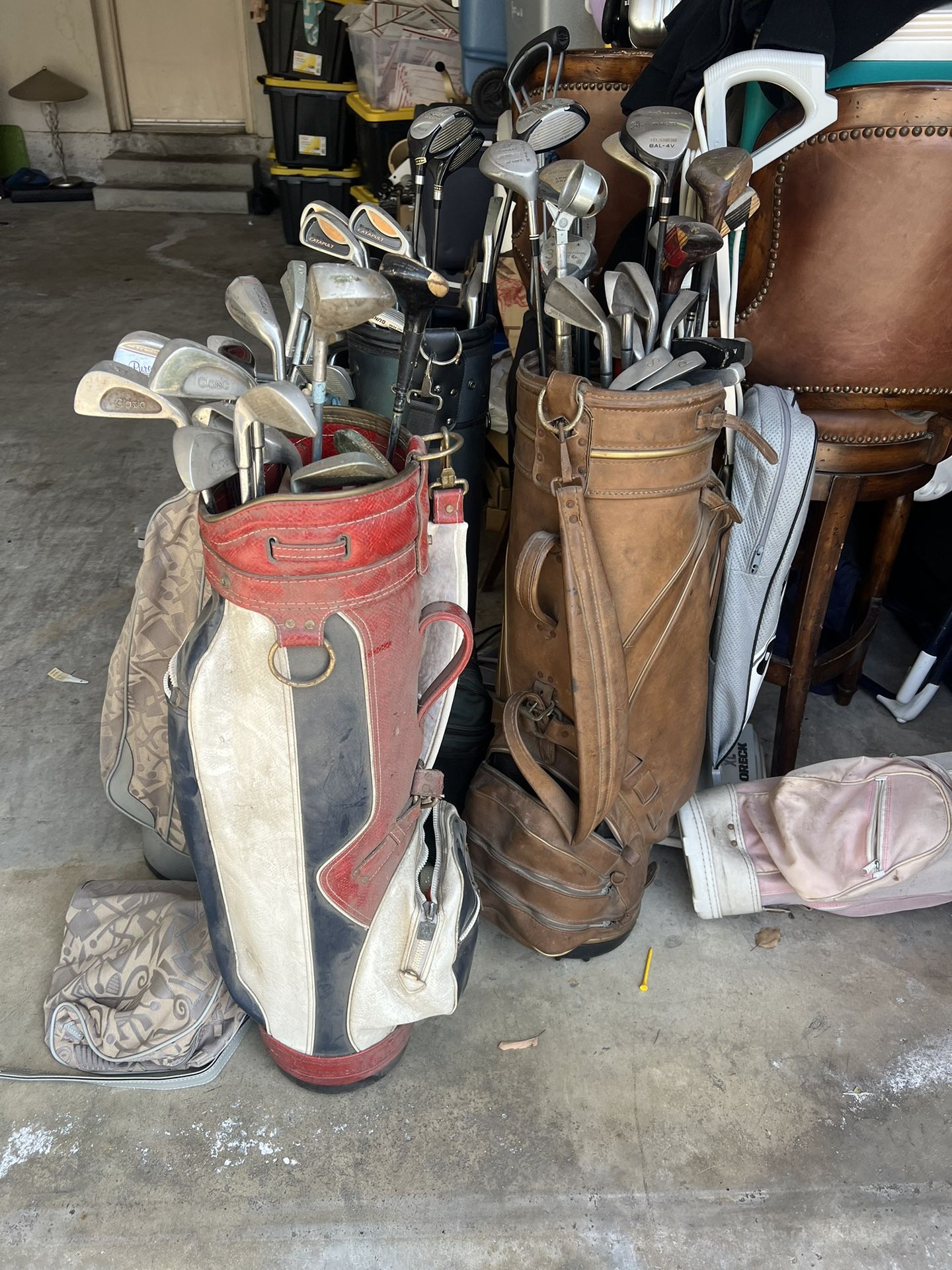 Lot Of Golf Bags And Clubs 