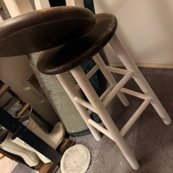 2 Solid Wood Stools 