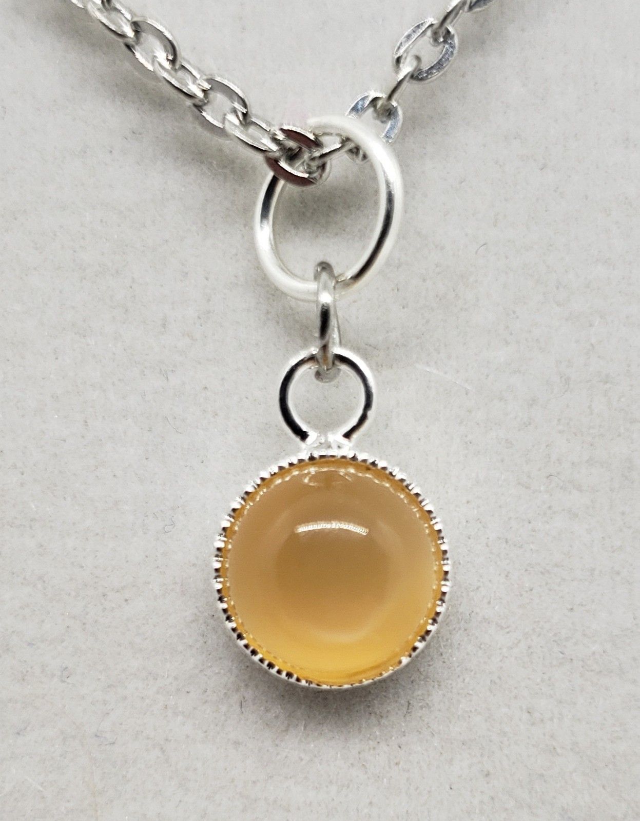 Natural Orange Moonstone Silver Necklace