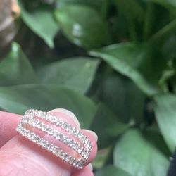 Stainless Steel Cubic Zirconia Ring, Size 7!