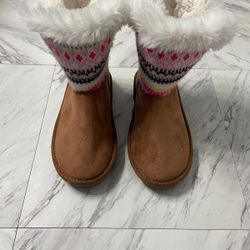 Girls brown And Pink Winter Boots Size 5