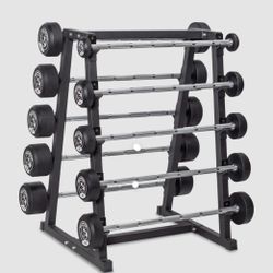 Heavy Duty 10-Bar Fixed Barbell  Rack  NEW 