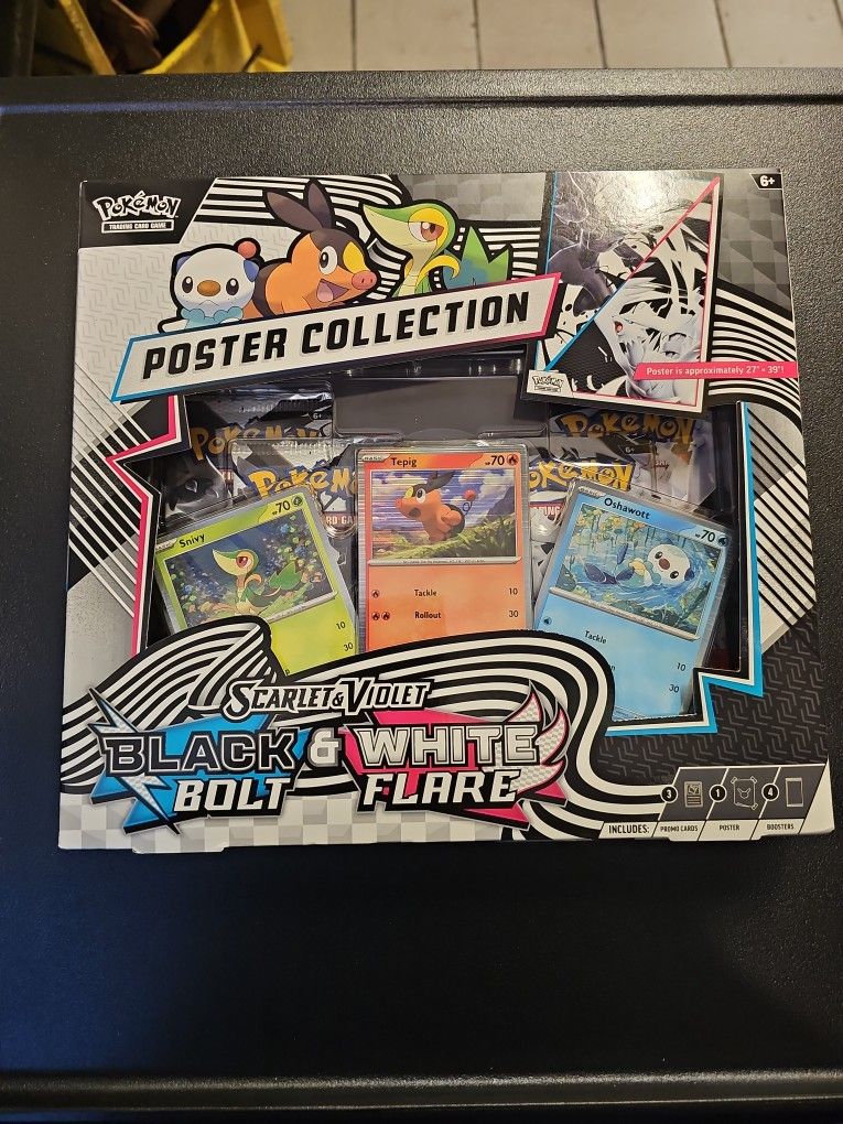 Pokemon TCG Black Bolt White Flare Poster Collection Box Factory Sealed