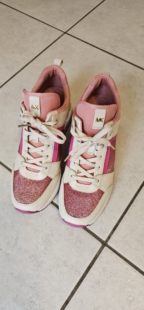 Michael Kors Size 8 Women's Tennis Shoes Lace-Up Trainer French Pink