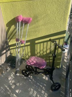 Crutches and knee scooter