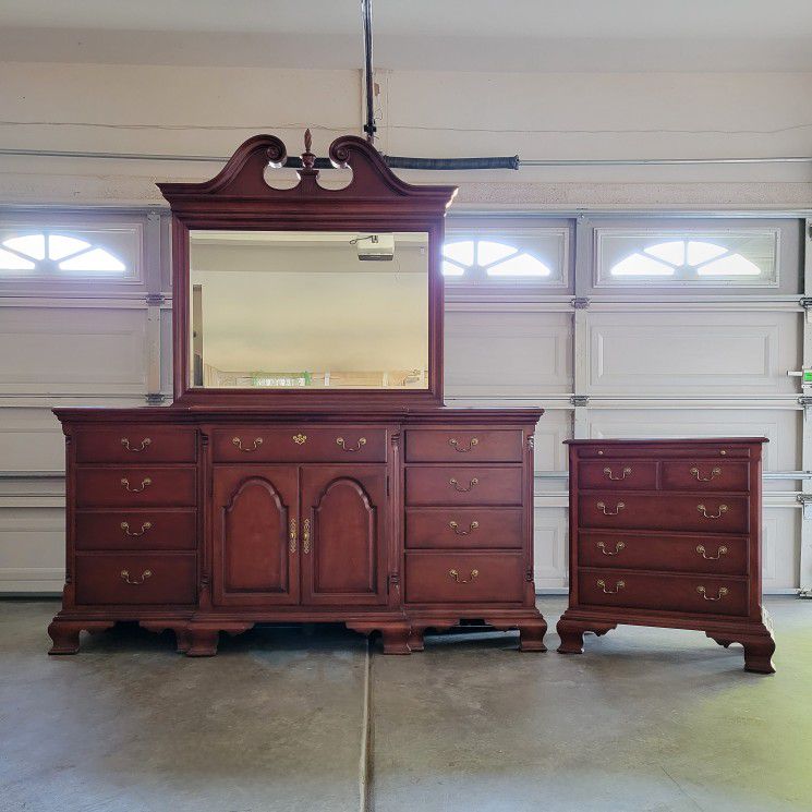 Thomasville Cherry Dresser with Mirror & Nightstand