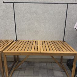 Ikea Table with decorating rod, outdoor light brown stained/black