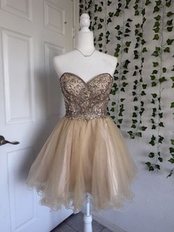 Juliet - Strapless Beaded Gold Tulle Dress