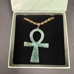 Jade Ankh Pendant & Chain