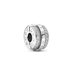 Pandora Sparkling Pavé Lines & Logo Clip Charm