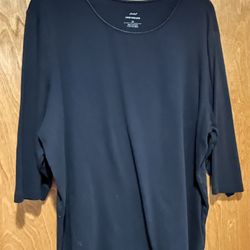 CJ Banks 3/4 Sleeve Knit T Shirt Black 2x 
