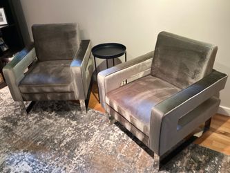Modern velvet club chairs, $200 for pair