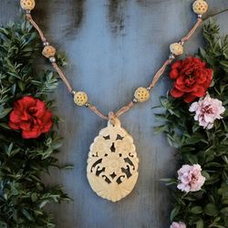 1950’s Carved Celluloid Butterfly With Floral And Beads 