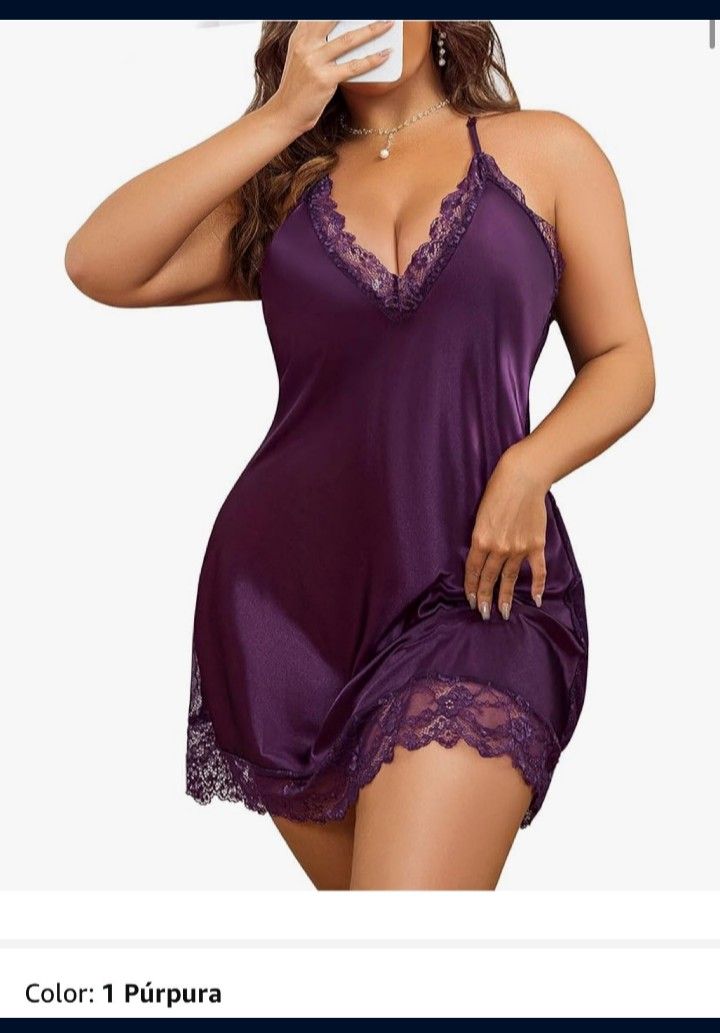 Avidlove Lingerie for Women Plus Size Satin
Lace Nightgown Sexy Full Sleepwearar