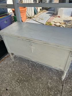 Wooden Cedar Lined Painted Hope Chest