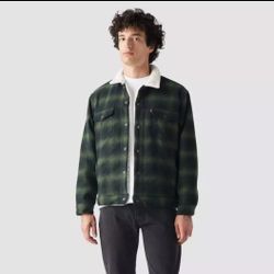 Levi's Men's Relaxed Fit Faux Shearling Trucker Jacket - Scottie Plaid XL